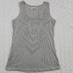 Maurice's womens size small silver bedazzled studded riveted gray tank top